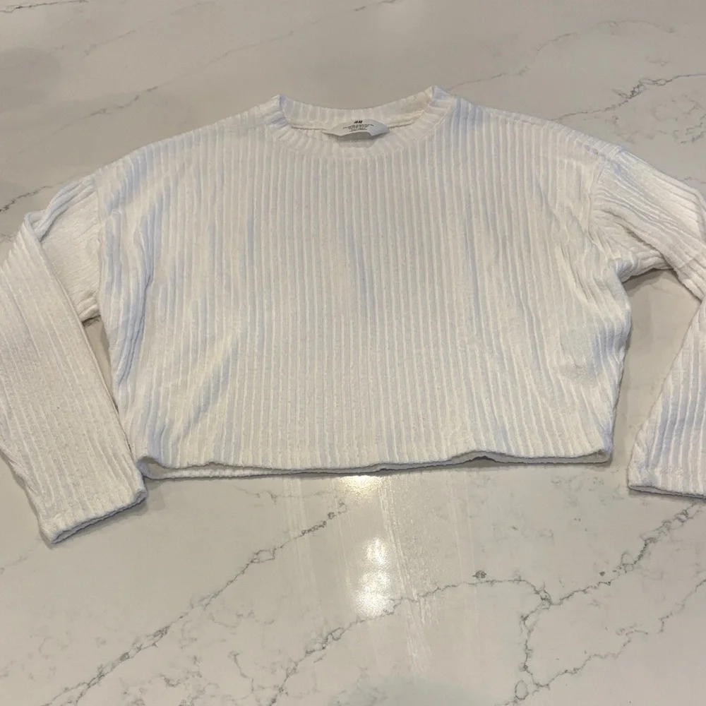 Girls H&M Cream Ribbed Knit Top